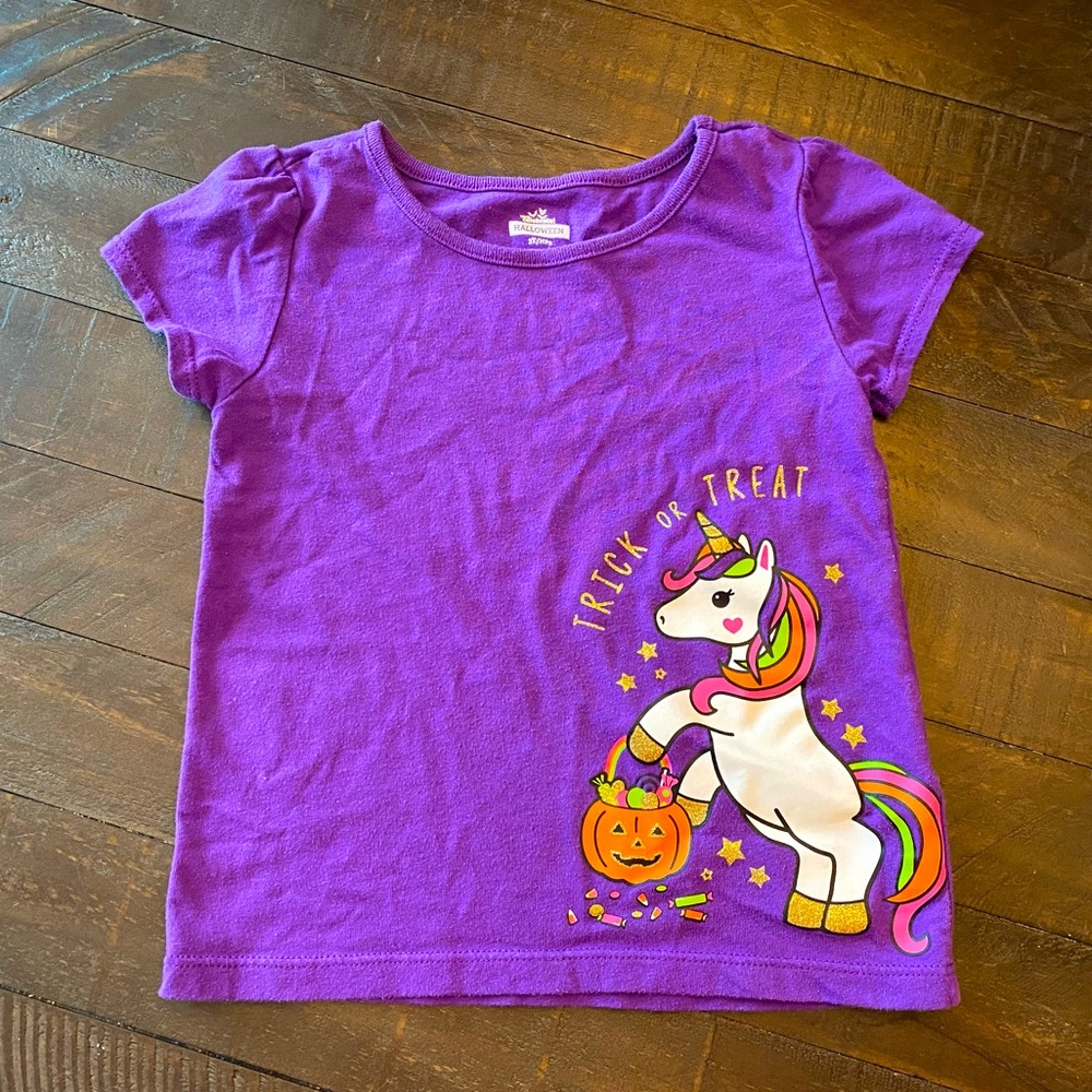 Halloween Unicorn Shirt - Girls Shirt Toddler 3T - Holiday Shirt